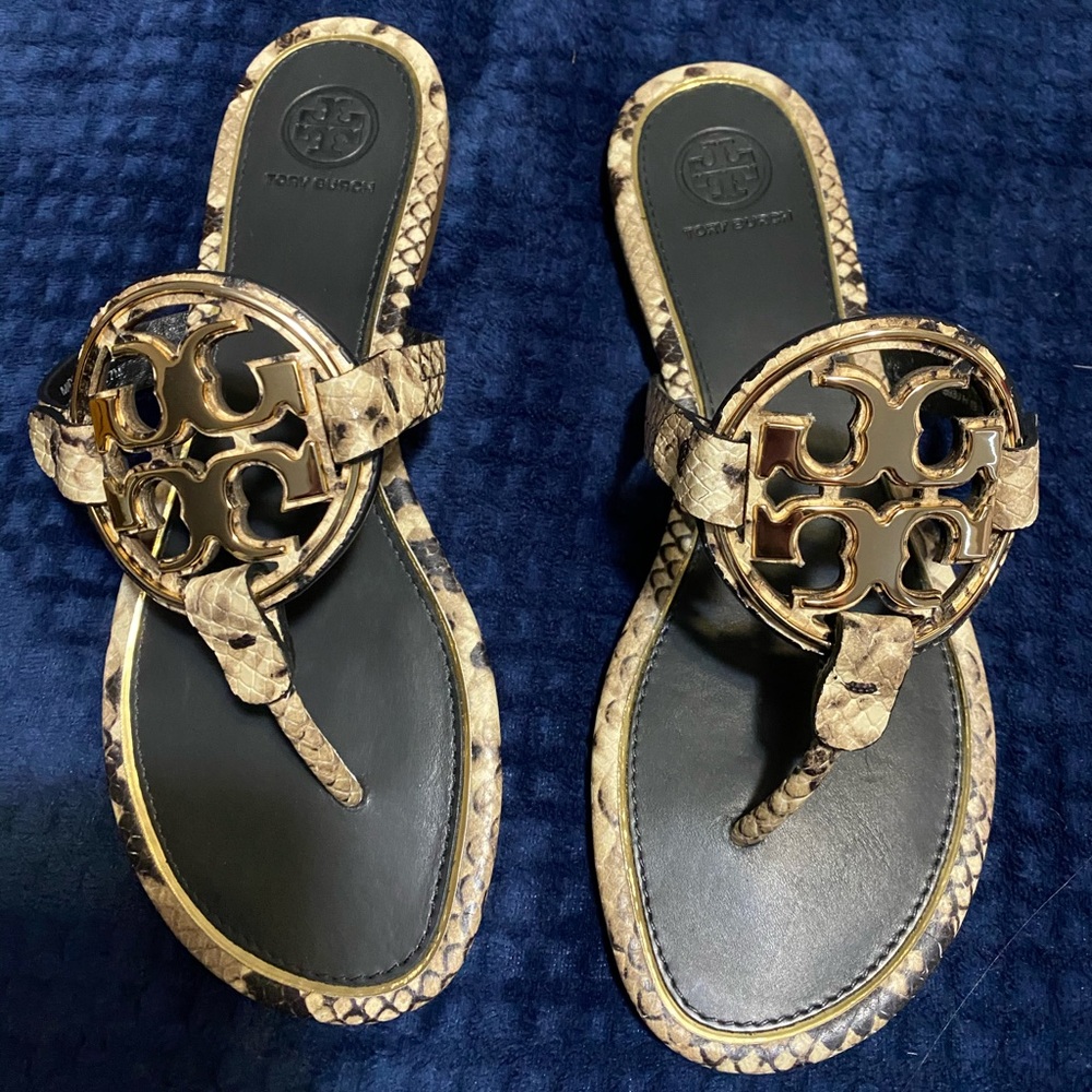 Tory Burch stamped snake metal millers